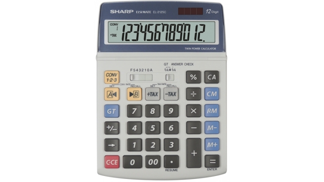 Citizen SH-EL2125C Calculator Sharp EL2125C Grijs Desk 12 Digit