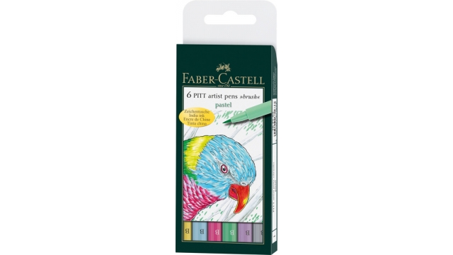 Faber Castell FC-167163 Tekenstift Faber-Castell Pitt Artist Pen Brush Etui A 6 Stuks Pastel