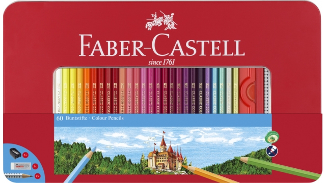 Faber Castell FC-115894 Kleurpotlood Faber-Castell Castle Zeskantig Metalen Etui 60 Stuks Met Accessoires