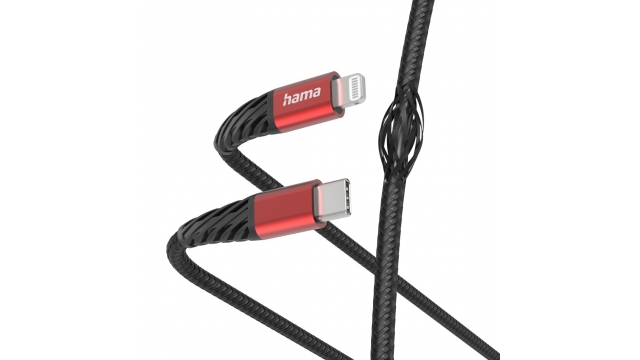 Hama Oplaadkabel Extreme USB-C - Lightning 1,5 M Nylon Zwart/rood