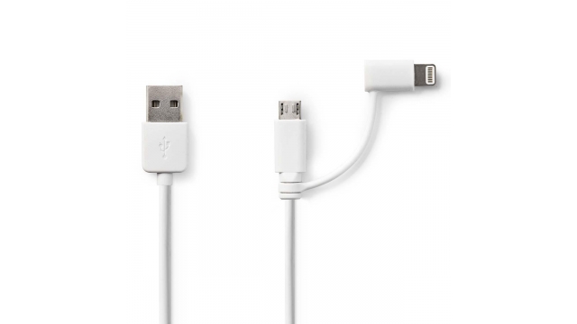 Nedis CCGP39400WT10 2-in-1 Sync And Charge-kabel Usb-a Male - Micro-b Male / Apple Lightning 8-pins Male 1,0 M Wit