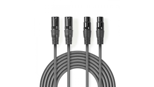 Nedis COTH15030GY05 Gebalanceerde Xlr-audiokabel 2x Xlr 3-pins Male - 2x Xlr 3-pins Female 0,5 M Grijs