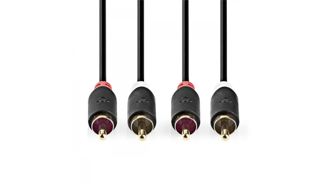 Nedis CABW24200AT05 Stereo-audiokabel 2x Rca Male 2x Rca Male Verguld 0.5 M Rond Antraciet Doos