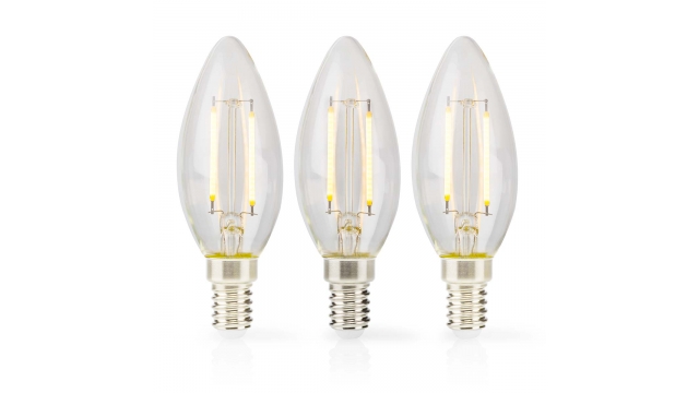 Nedis LBFE14C351P3 Led-filamentlamp E14 Kaars 2 W 250 Lm 2700 K Warm Wit Aantal Lampen In Verpakking: 3 Stuks Doorzichtig