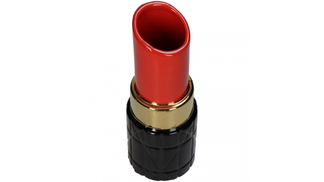 Lipstick Vaas 10x10x27 cm Rood/Zwart