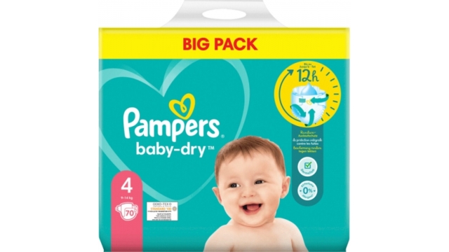 Pampers Baby Dry Maat 4 9-14 KG 70 Luiers