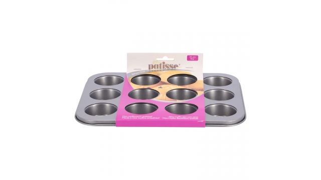 Patisse Metalen Mini Muffinvorm 12 Vaks Zilver