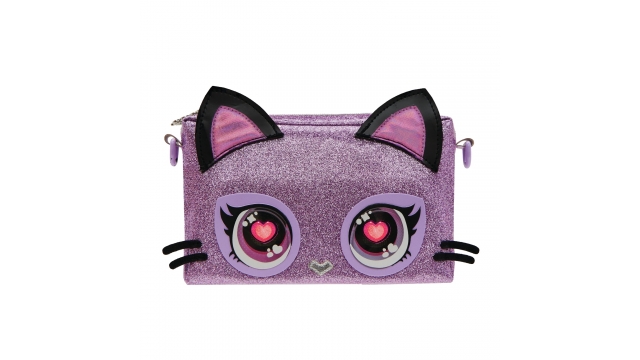 Purse Pets Wristlet Bag Kitty + Licht Glitter/Paars