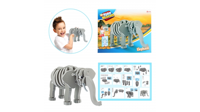 Toi-toys 3D Puzzel Olifant Junior 31,5 Cm Foam Grijs 75-delig