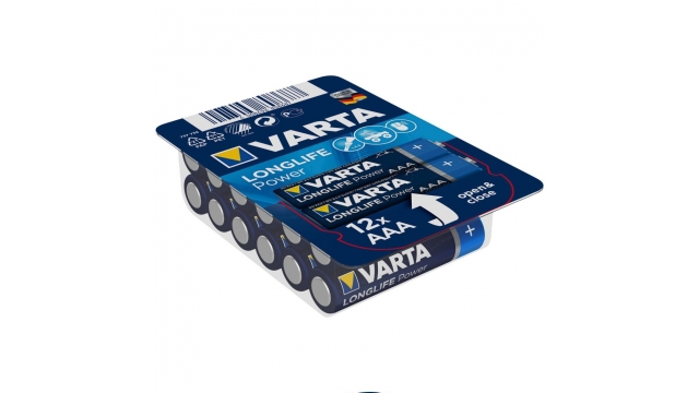 Varta AAA/LR03 Longlife Power Alkaline AAA Batterijen 12 Stuks Blauw/Zilver
