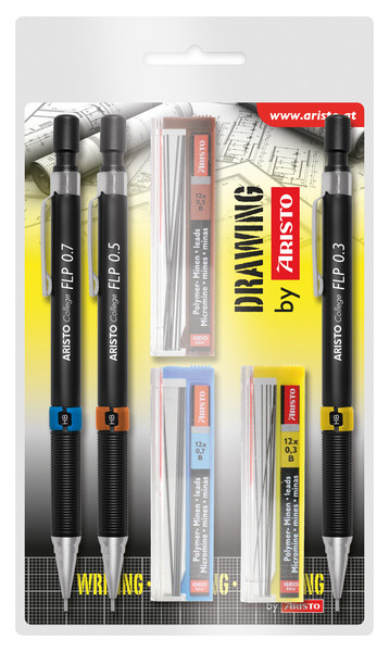 Aristo ar-23559 vulpotlodenset hb 0.35/0.5/0.7mm met gratis potloodstiftjes afbeelding