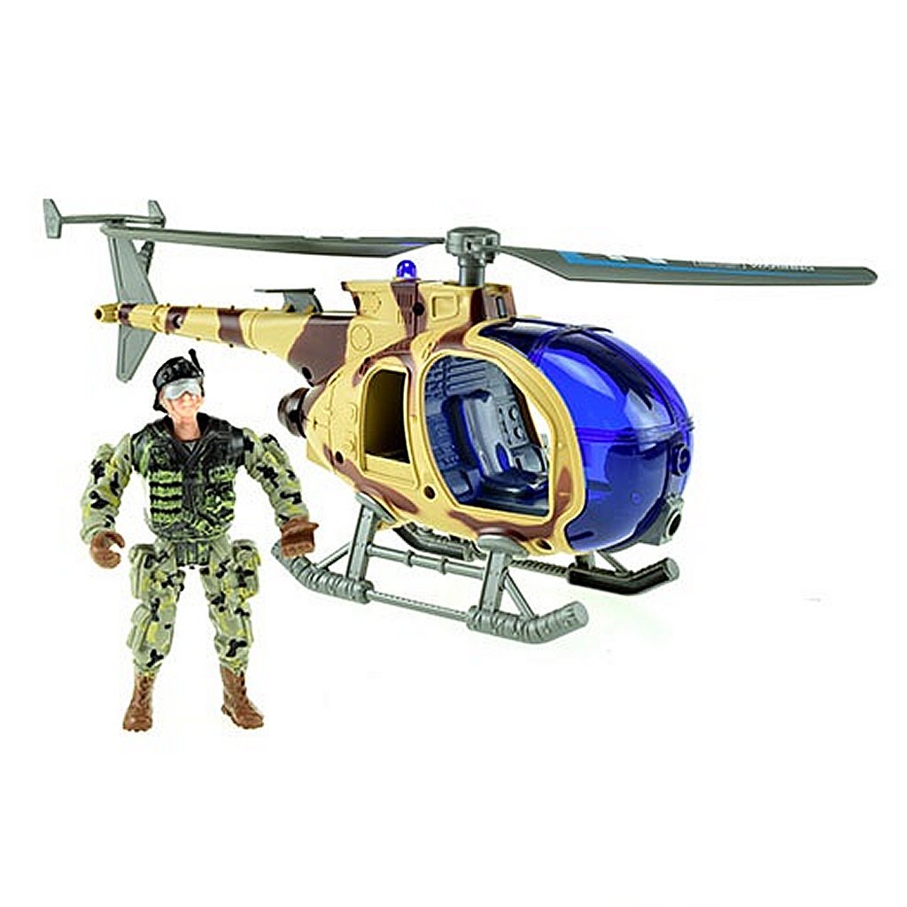 army helikopter met soldaat + licht en geluid