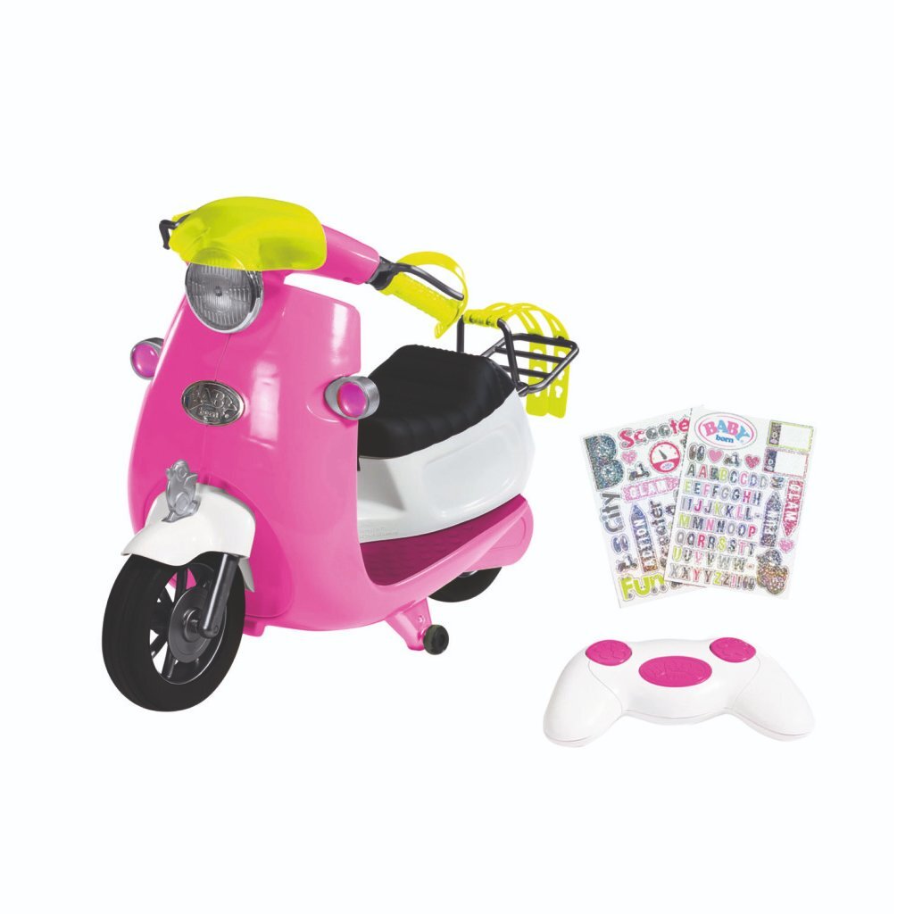 baby born city glam rc scooter + stickers + licht