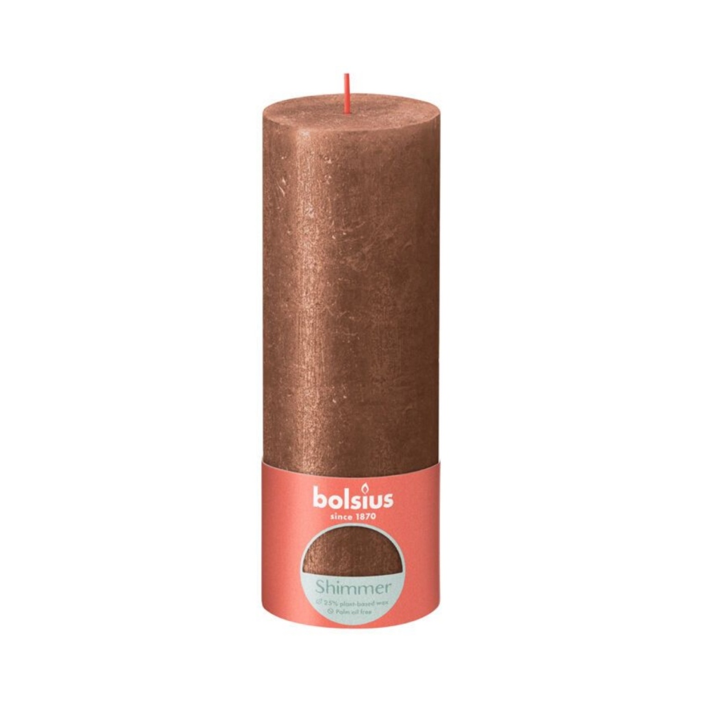 Bolsius rustieke stompkaars 19x6,8 cm shimmer koper afbeelding