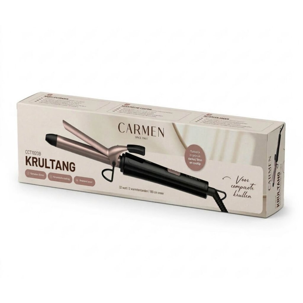 Carmen CCT1920B Krultang 19 mm Zwart/Campagne
