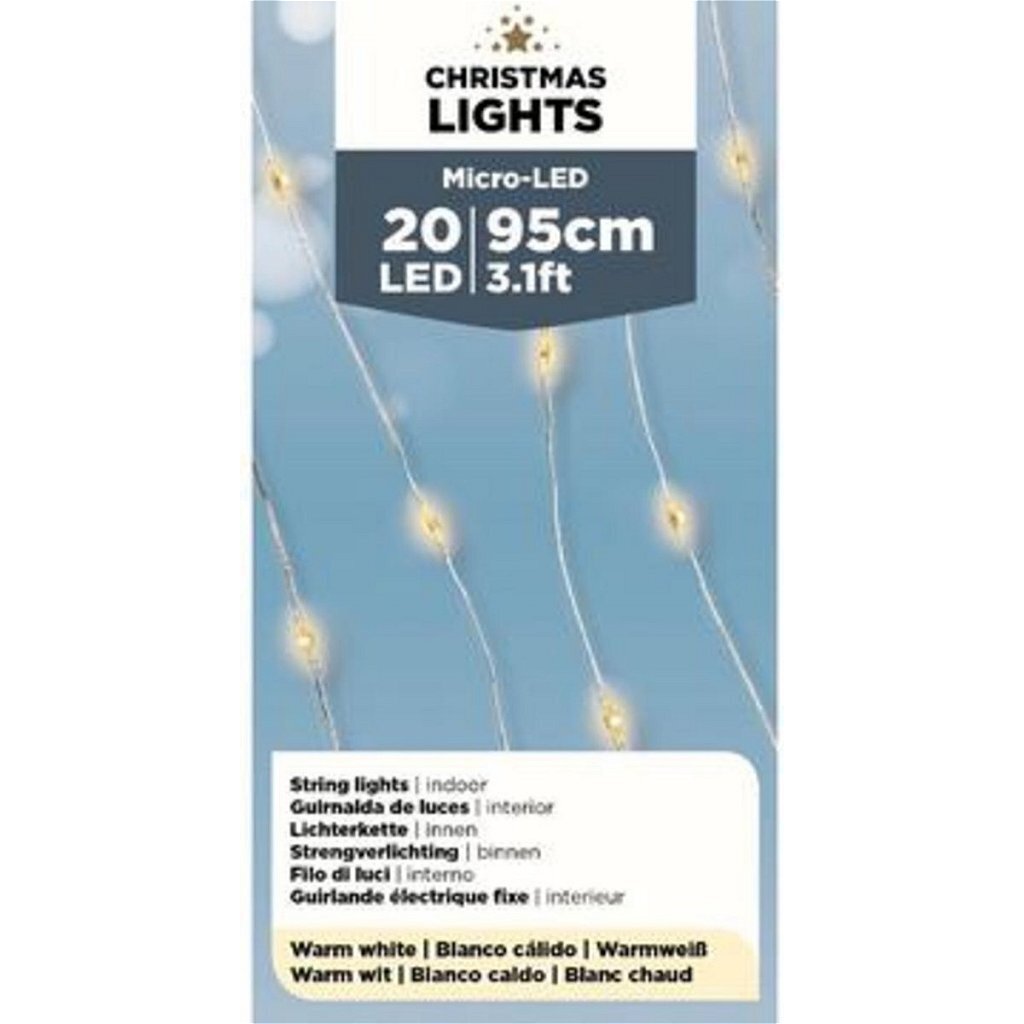 Christmas Lights Zilverdraad Kerstverlichting 95 cm 20 LED's