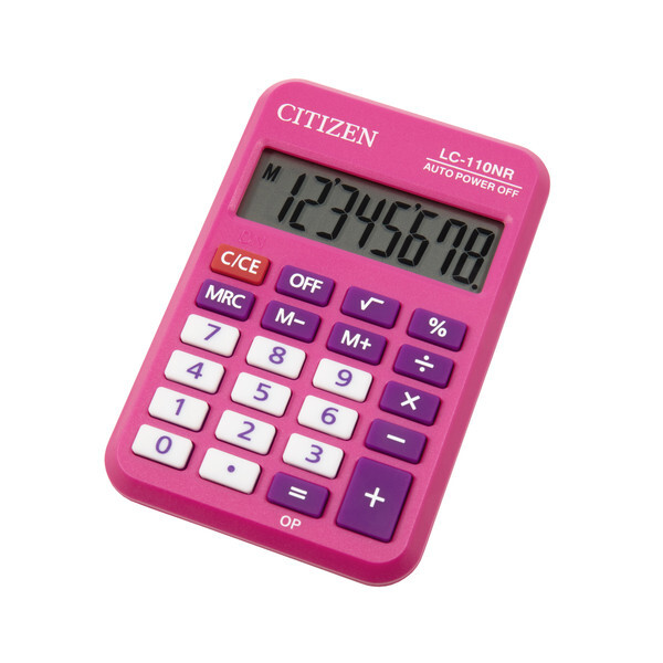 citizen ci-lc110nr-pk calculator pocket business line, roze