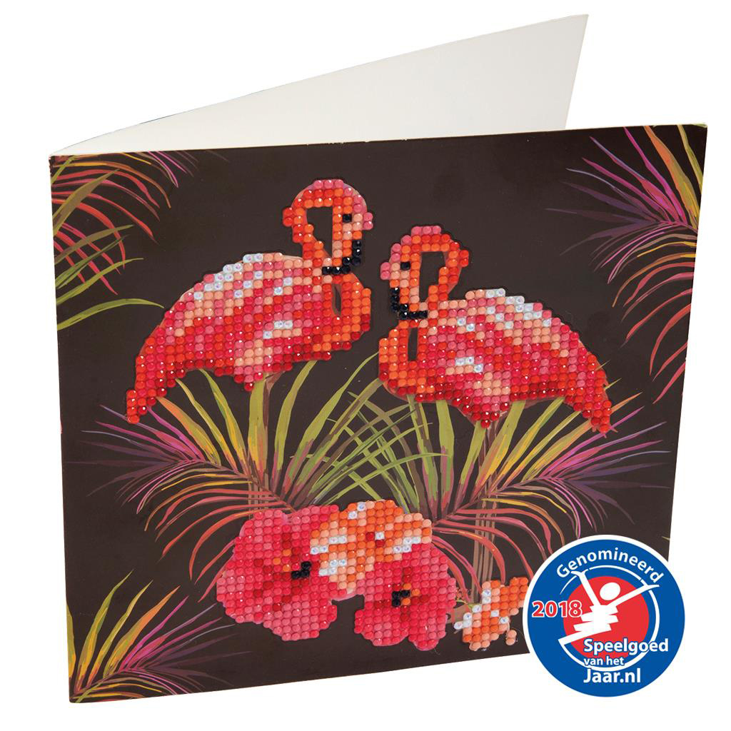 craft buddy crystal art diamond painting flamingo's 18x18 cm