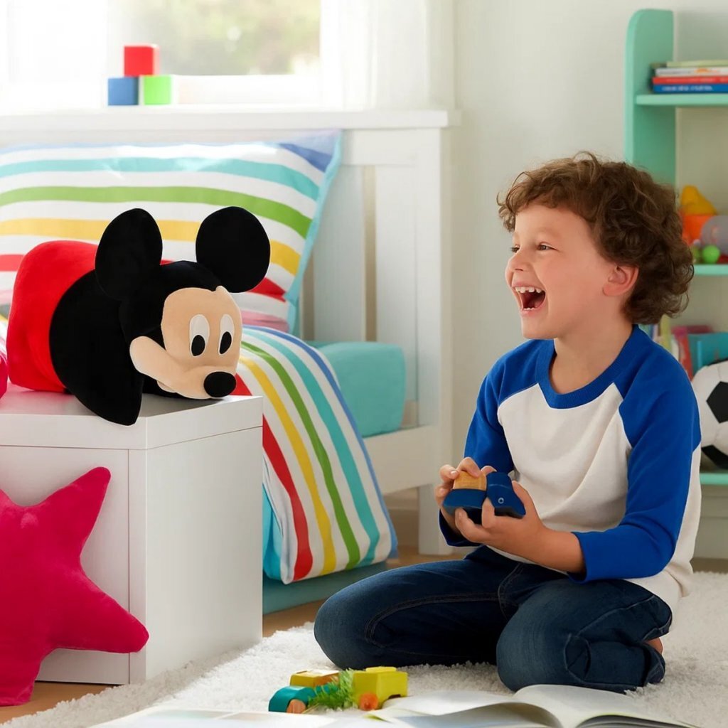 Disney Knuffelkussen Mickey Mouse 45x28 cm Rood/Zwart