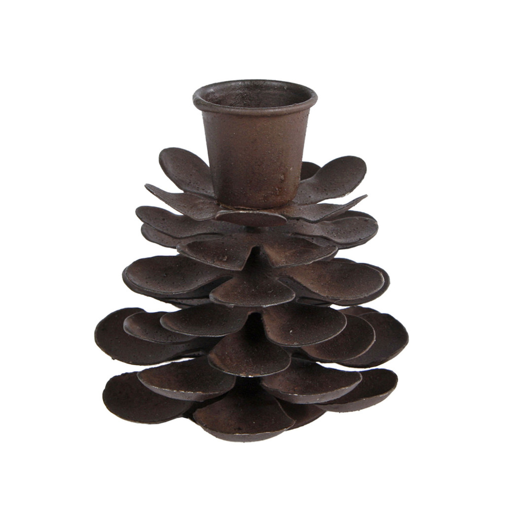 Diversen Kandelaar pinecone s donker roest metaal 6x6x8cm afbeelding