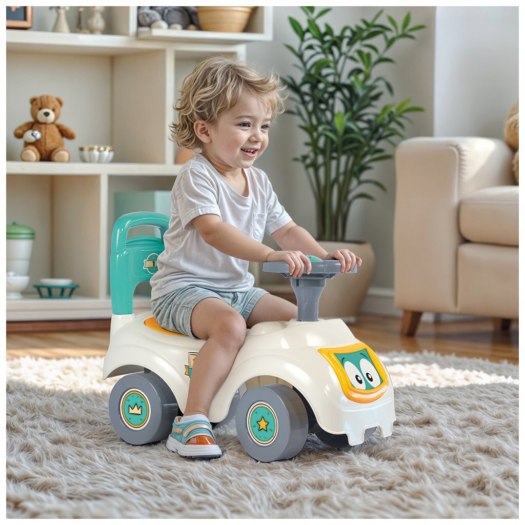 Dolu Loopauto met Toeter Wit/Groen/Geel 47x37x20.5cm
