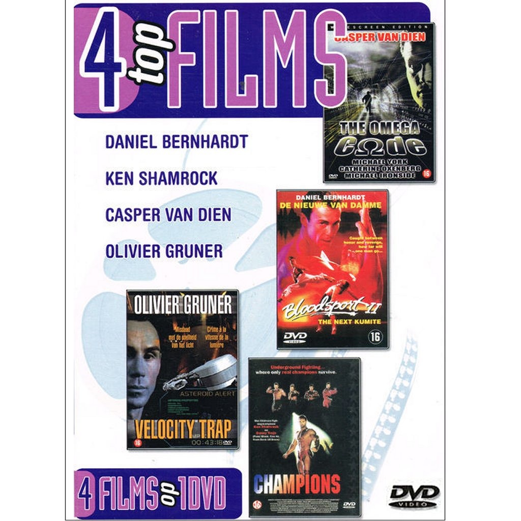 4 top films op 1 dvd bloodsport, champions, the omega code, velocity trap