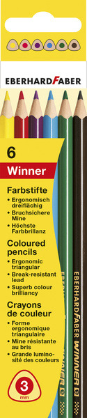 eberhard faber ef-511406 kleurpotlood winner driekantig assorti etui ã  6 stuks
