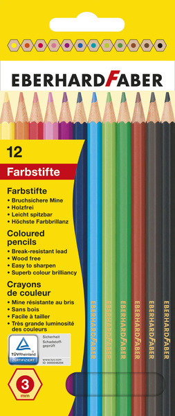 eberhard faber ef-514812 kleurpotlood 17,5cm kartonnen etui ã  12 stuks assorti kleuren