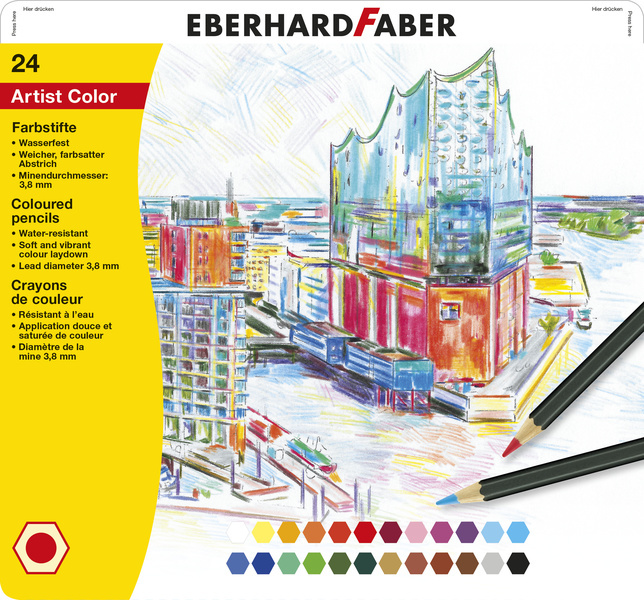 Eberhard Faber ef-516124 kleurpotloden metaaletui a 24 stuks afbeelding