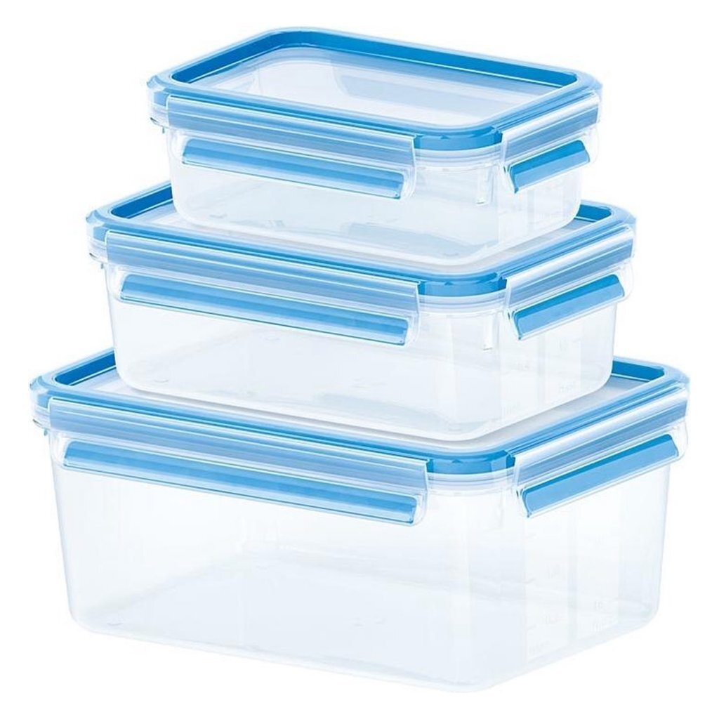 Emsa 508566 clip & close vershouddozen 0.55l/1l/2.3l 3 stuks blauw