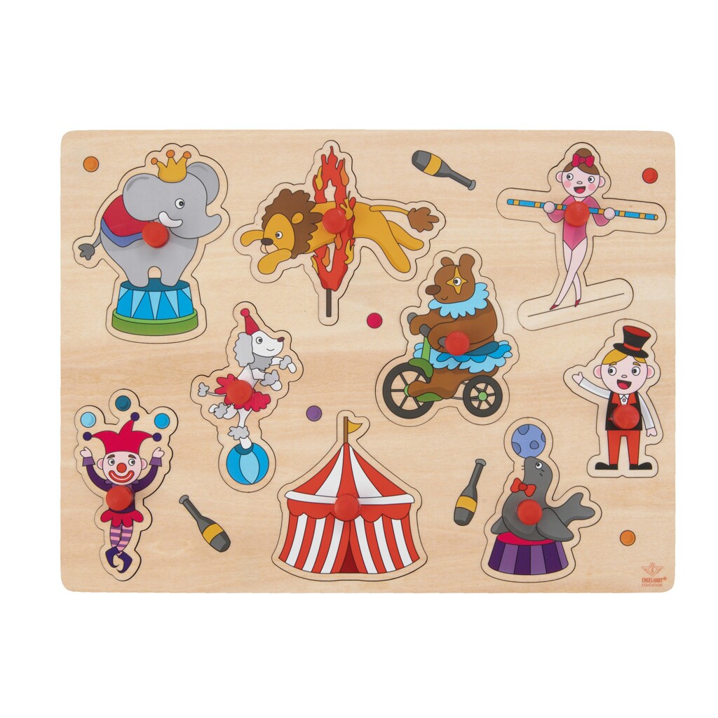 engelhart houten knopjes puzzel circus 9 stukjes