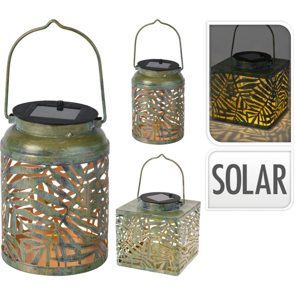 Excellent Houseware Solar lantaarn metaal 2 verschillende uitvoeringen afbeelding