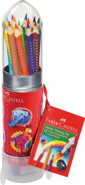 faber castell fc-112457 kleurpotlood grip raket met 15 stuks assorti