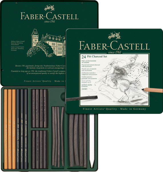 faber castell fc-112978 houtskoolset faber-castell pitt monochrome 24-delig