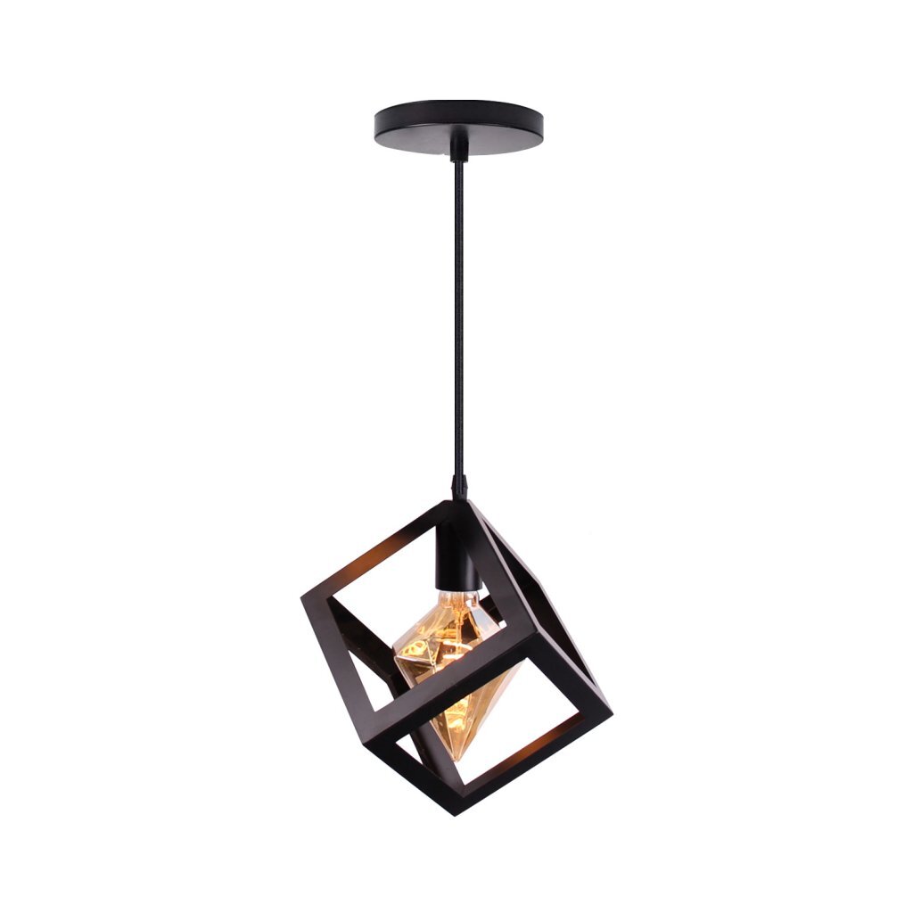 homestyle pro mk009-b industriele vierkante hanglamp 22x28 cm zwart/metaal