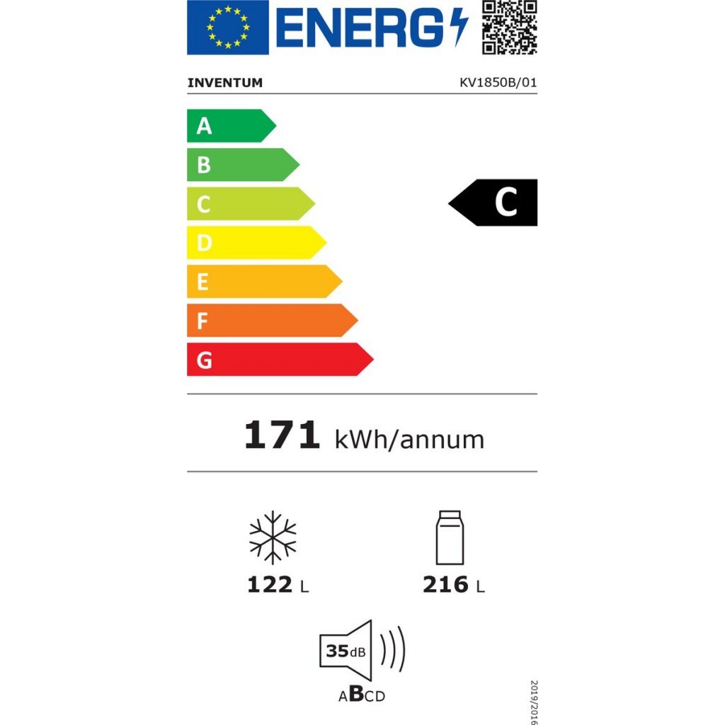 Inventum KV1850B Koelkast 216+122L Zwart