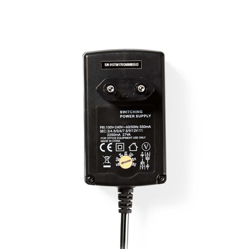 Nedis acpa007 universele ac-voedingsadapter 3/4,5/6/7,5/9/12 v dc 2,25 a afbeelding