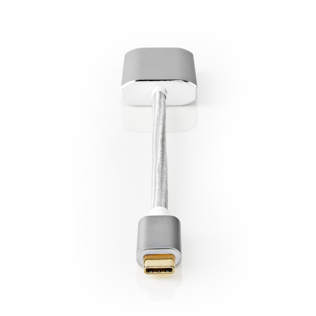 Nedis cctb64680al02 usb-adapter usb 3.2 gen 1 usb type-c™ male hdmi™ connector 0.20 m rond verguld gebreid / nylon zilver cover window box afbeelding
