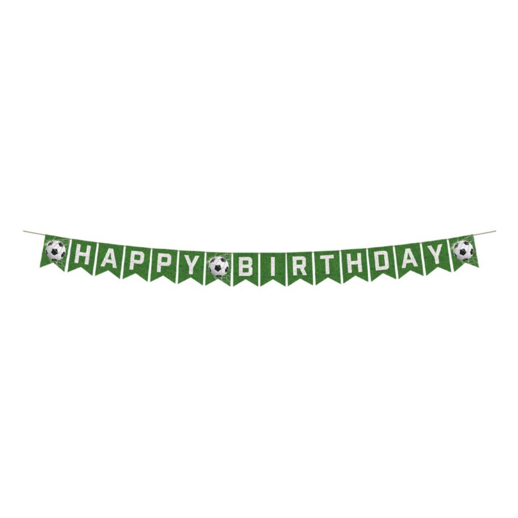 Voetbal Banner Happy Birthday 600 cm Groen