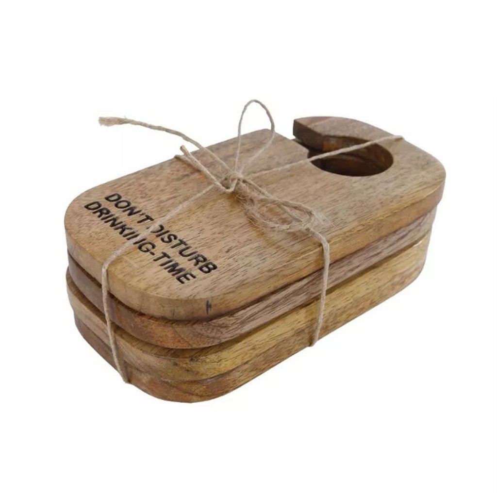 Mango Houten Onderzetters 16x8.5x0.8 cm 4 Stuks