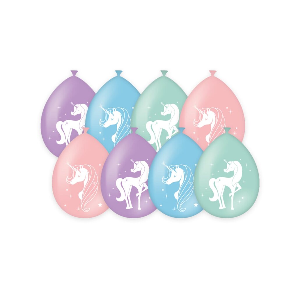 PD-Party Party ballonnen eenhoorn 8 stuks roze/paars/blauw/groen