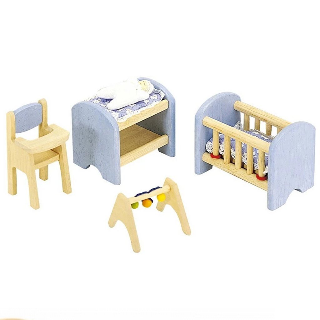 Pintoy blauwe babykamer voor poppenhuis afbeelding