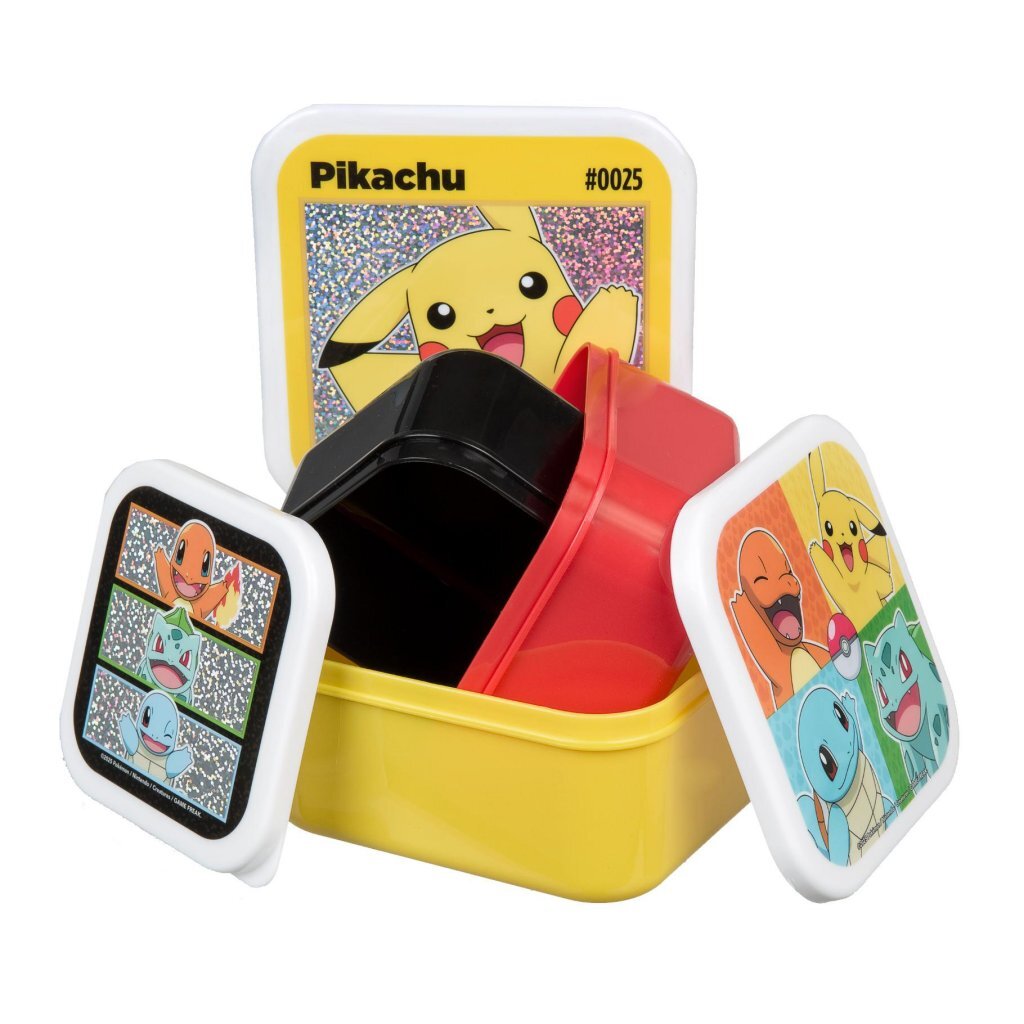 Pok&eacute;mon Snackboxen 3-delig Rood/Zwart/Geel
