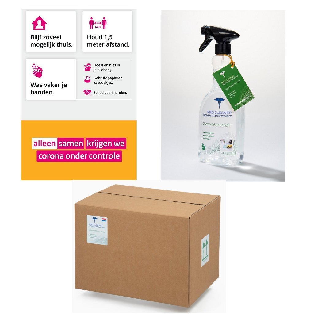 Pro Cleaner desinfecterende oppervlaktereiniger 750 ml doos 10 stuks afbeelding