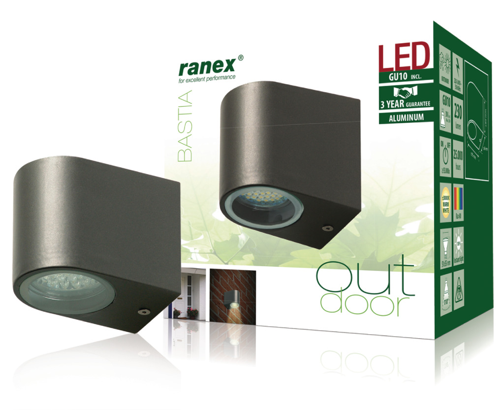 Ranex ra-5000332 led buitenwandlamp van roestvrijstaal afbeelding