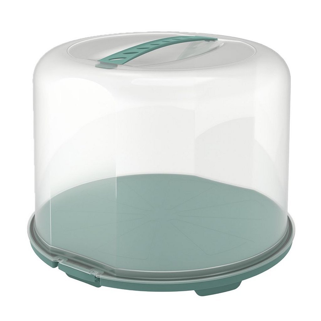 Rotho fresh taartdoos xl 35.5x34.5x26 cm mistletoe groen/transparant
