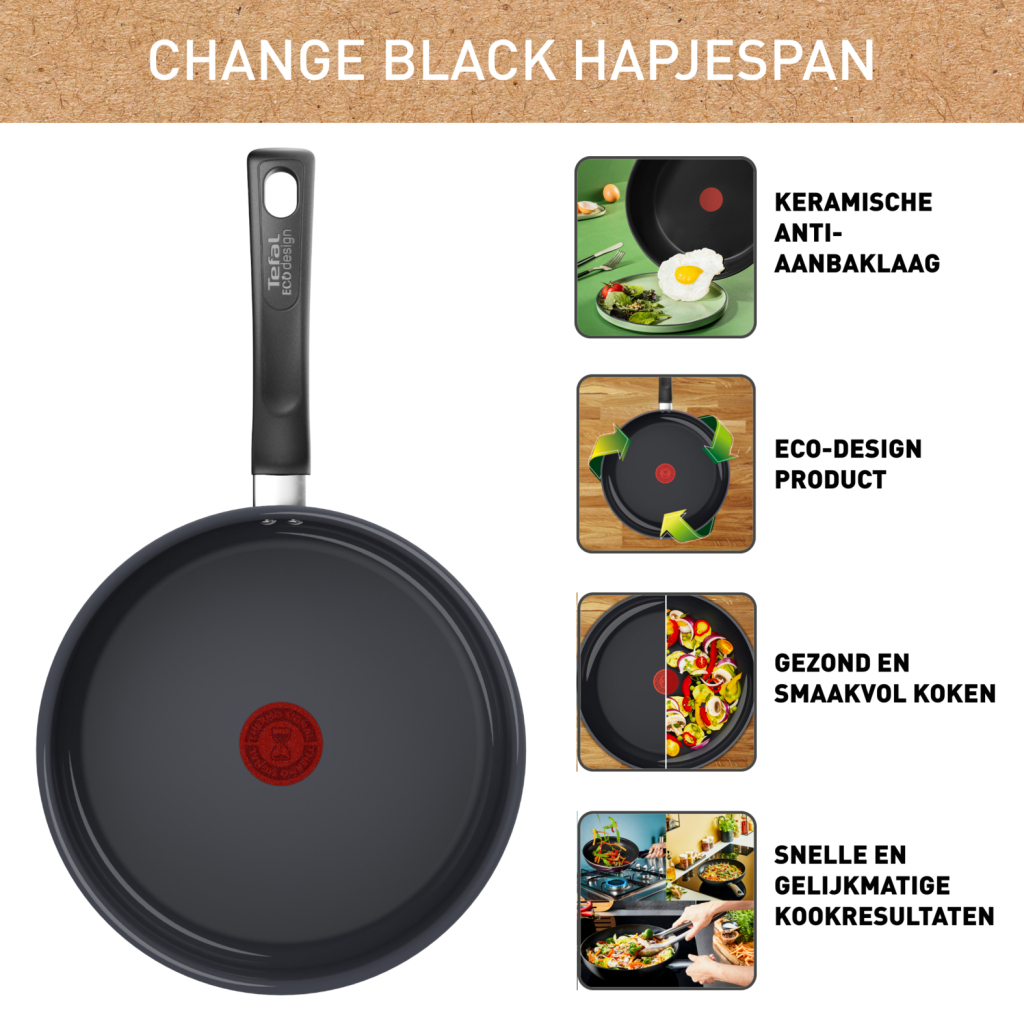 Tefal C47632 Change Black Keramische Hapjespan 24 cm Zwart