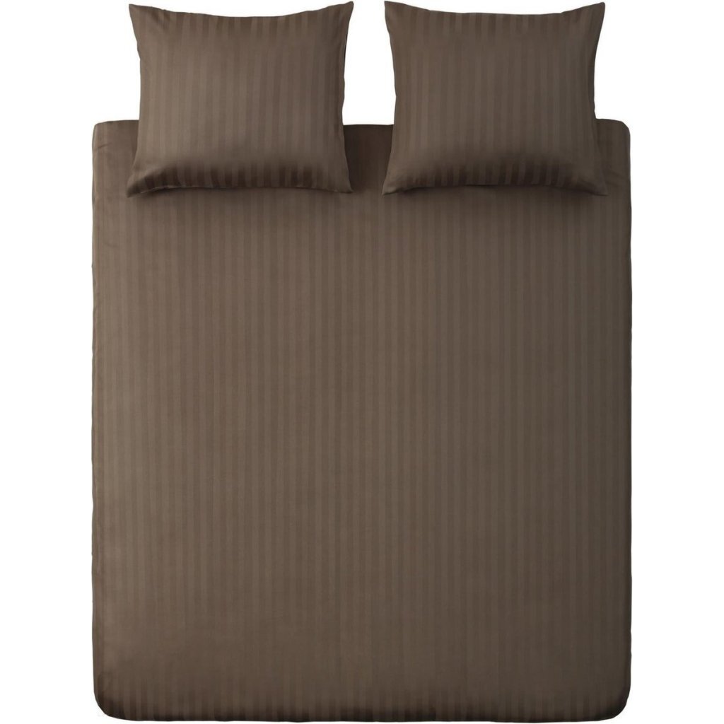 Ten Cate katoen satijnen eenpersoons dekbedovertrek streep 140x200/220 cm lichtgrijs afbeelding