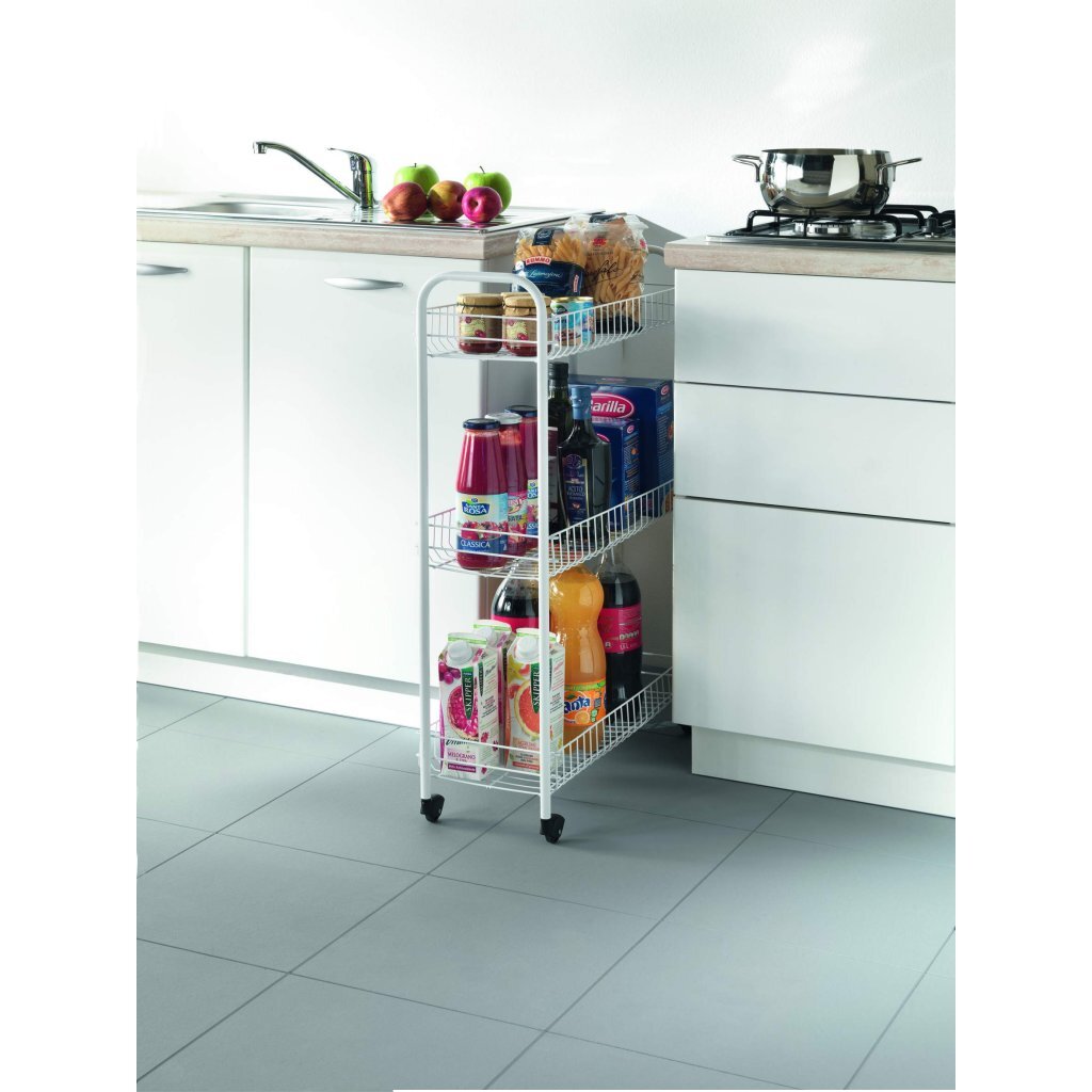 Tomado-Metaltex slim keukentrolley met wielen 23x56x84 cm wit afbeelding