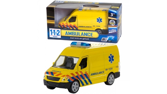 112 Pull-Back Ambulance met Licht en Geluid 1:43